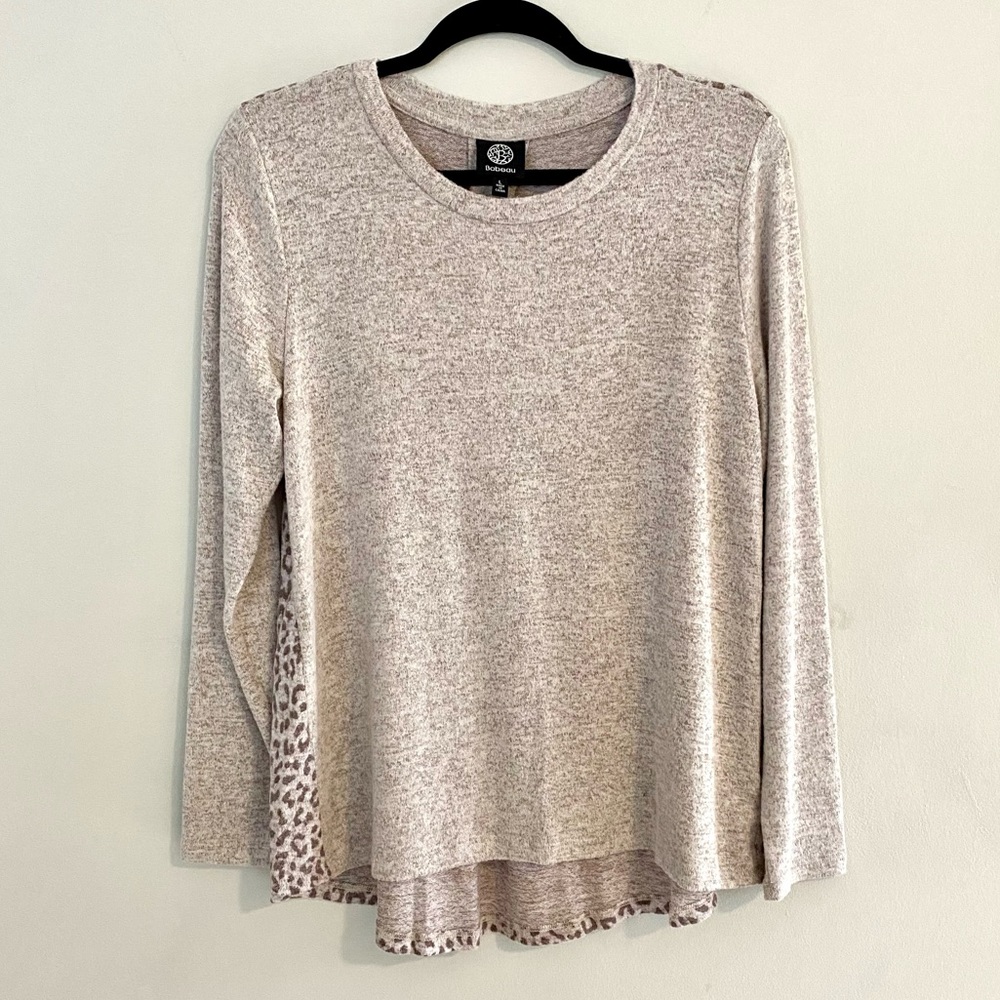 Bobeau super soft top with leopard print back